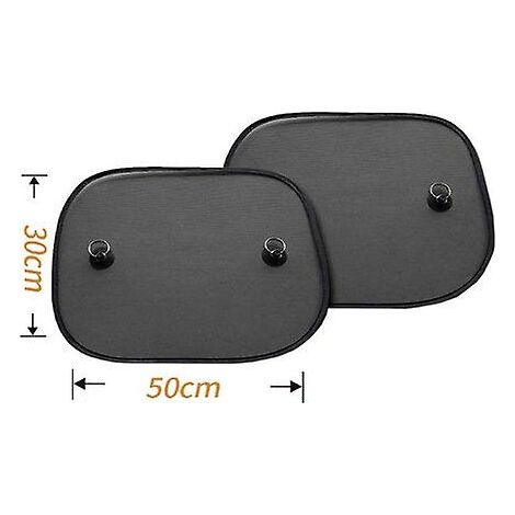 Lot de 2 pare-soleil de voiture en maille noire anti-UV, rideaux de voiture en nylon avec ventouses intégrées, 30 x 50 cm