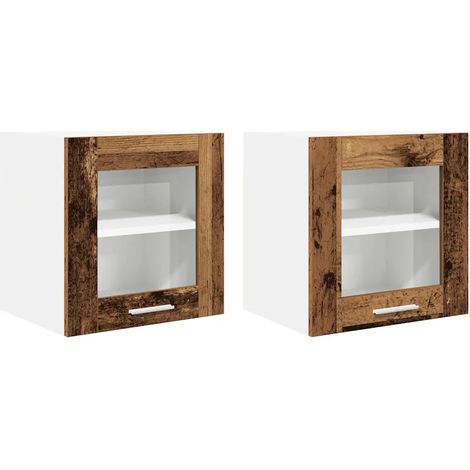 Set di 2 armadietti pensili in stile contemporaneo grande spazio di archiviazione 40 x 31 x 40 cm in legno multistrato legno antico 020053254