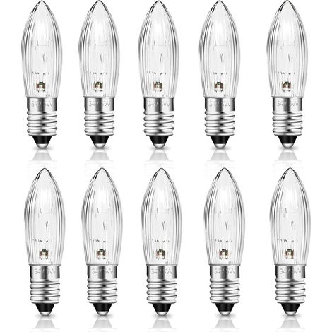 Ampoule E10 34V 3W Bougie, 30LM Blanc Chaud 2700K, Ampoule Bougie E10 pour Arche Lumineuse, Arbre de Noël, Guirlande, Lot de 10 (1/5)