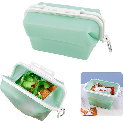 Sac à lunch en silicone, compatible avec le micro-ondes, pliable, idéal pour organiser ses repas au travail, à l'école, en pique-nique ou en voyage.-AquaForge (1/5)