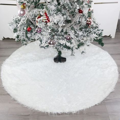 Décorations de Noël, sapin de Noël, articles festifs, tapis de sapin de Noël en peluche blanc pur, tapis de sapin de Noël (1/4)