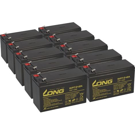 10x Kung Long WP7,2-12A F2 AGM-Akkus 12V 7,2Ah – passend für AdPos Mini 3000 – USV-Ersatzakkusatz (1/5)