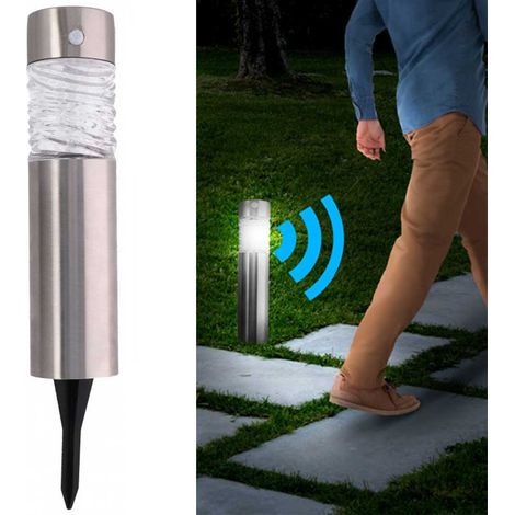 Lampada Giardino Ricarica Solare con Sensore Movimento Paletti Luce LED 44x7cm