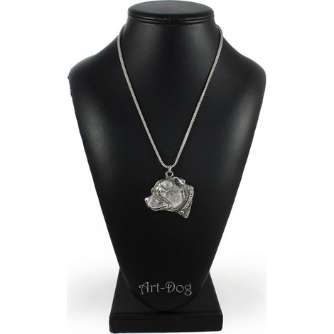 Collier avec pendentif chien Staffordshire Bull Terrier (Staffik, Staffi III) sur chaîne en argent, bijou unique signé Art-Dog. (1/5)