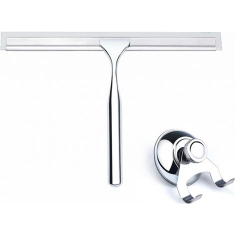 Rasoir de douche et de fenêtre, en acier inoxydable, 25,4 x 16,5 cm, pour le nettoyage des vitres de salle de bain. (1/3)