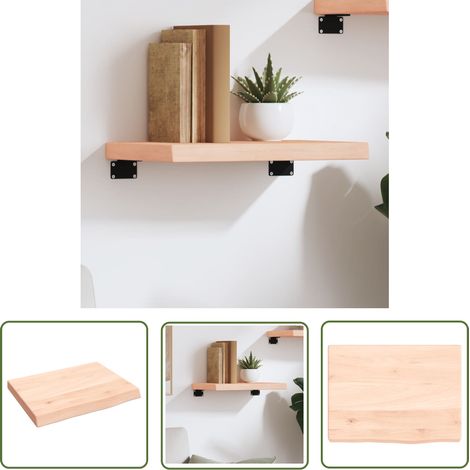 The Living Store Wandregal 40x30x(2-4) cm Massivholz Eiche Unbehandelt - Wandregal - Eichendielen - Holzmöbel - Rustikal - Deko Regal (1/5)