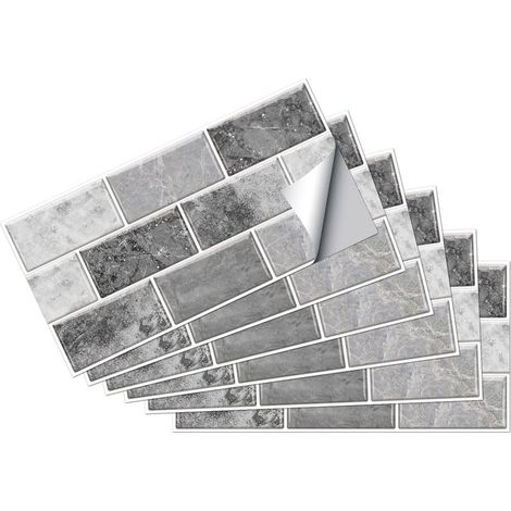 18 pegatinas rectangulares para azulejos, impermeables, de PVC, para el hogar, baño y cocina, 30x15cm, gris claro. (1/5)