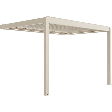 Pergola bioclimatique adossée motorisée 3x4 m crème