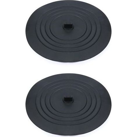Set mit 2 Silikon-Abflussstopfen, Spülbecken- und Badewannenstopfen, 15 cm, für Küchenspüle und Badewanne, Schwarz (1/5)