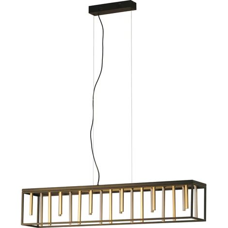 [GEBRAUCHT] B-Ware Fischer Und Honsel Pendelleuchte Led Grid Schwarz Gold Dimmbar Fernbedienung Cct