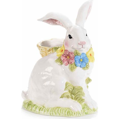 Vaso Porta Piante e Fiori a Forma di Coniglietto Decorativo in Ceramica Idea Regalo 25,5 Cm (1/3)