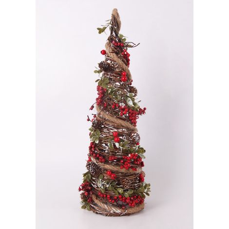 Deko-Weihnachtsbaum mit Weihnachtsschmuck Rattan 56 x 17 cm bunt Weihnachtscharaktere
