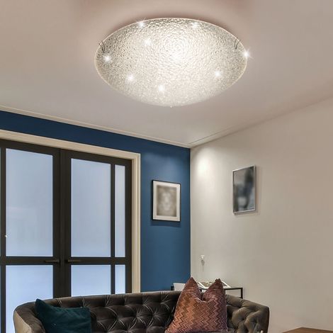 LED Deckenlampe, Chrom, Glas geeist, 25 cm, TRIA I