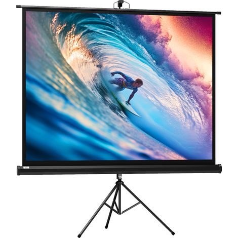 Écran de projection 84 pouces avec pied réglable en hauteur, toile 4K HD 4:3, utilisable en intérieur et extérieur (1/5)