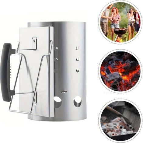 Poêle à charbon de bois pour barbecue, cheminée d'allumage avec poignée de sécurité, allume-charbon rapide pour barbecue (1/5)