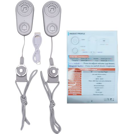 Machine appel 2 canaux soignant pagers bouton personne âgée – Volume réglable multiples musiques maison bureau, santé (1/5)