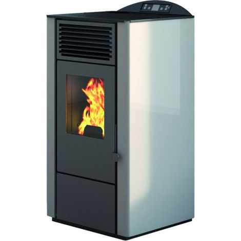 Punto Fuoco STUFA A PELLET LORY -KW 9,5 CON TELECOMANDO Col. Bianco