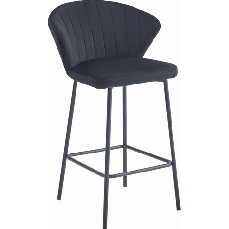 Sgabello Valora GATTA velluto nero ergonomico per cucina (1/5)