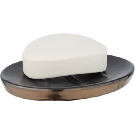 Porte Savon - - Brandol - Céramique - Noir - Cuivre - 12x10x1,5 cm (1/4)