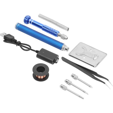Fer à souder portable bleu à chargement sans fil avec interface USB (1/5)