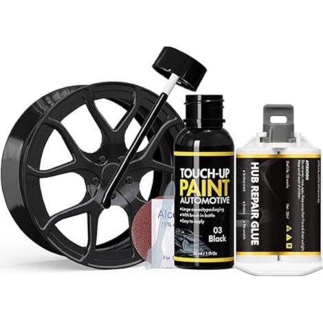 Kit Réparation Jante Noir, Peinture Jante Alu avec Stylo Retouche Jante (1/5)