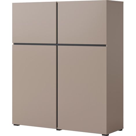 Buffet alto color beige e nero L120xH140xP40 collezione HAVANA. Credenza alta design con 4 porte.