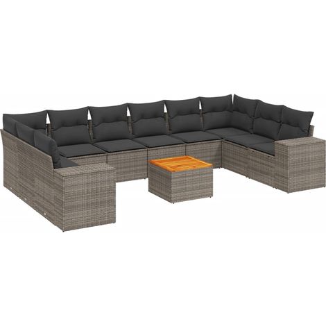 Maison Exclusive - Patio Sofa Set 10 plaza Grey and Dark Grey (1/5)
