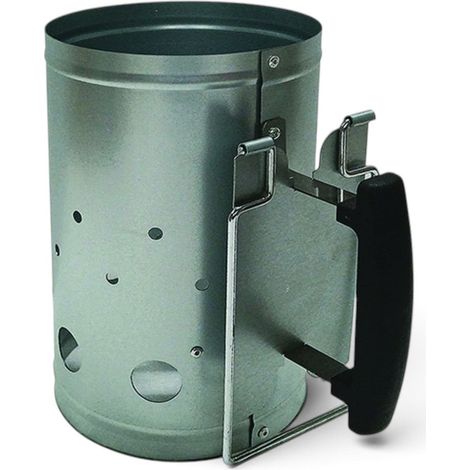 Accendi carbone GRANDE per barbecue in acciaio zincato 19,3xH30 cm con doppia maniglia (1/4)