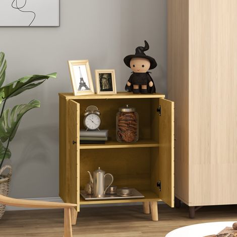 Wohnzimmer-Sideboard, Mehrzweck-Küchenschrank im Vintage-Stil mit 2 Einlegeböden, Spanplatte, 60 x 30 x 76 cm, Holzfarbe
