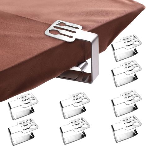 CCYKXA (Vaisselle)8 Pièces Tablecloth Clips - Pince Nappe Inoxydable - Pince Table Nappe pour Cuisine, Pique Nique, Camping, Fête, Restaurant et Occasions de Mariage (1/5)