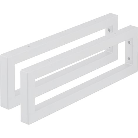 Relaxdays Escuadras Repisa, Set de 2, 50 cm, Soportes Estante, Lavabo Pared, Acero, Sujeta Baldas Rectangulares, Blanco