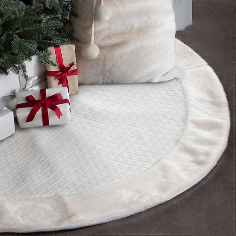 Falda para árbol de Navidad de 60 cm (24 pulgadas), delgada, tipo lápiz, con textura de rombo blanco. (1/5)