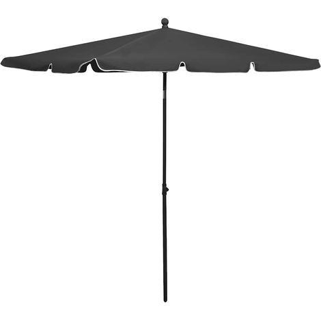Parasol de jardin rectangulaire inclinable 210x140 cm anthracite – mât acier 32 mm, tissu polyester anti-UV, 4 nervures (1/5)