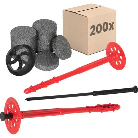 Protektor Chevilles pour isolation Optimisé - Set Ø10x220mm clou plastique (200 pcs + 200 ronds +1 fraise)