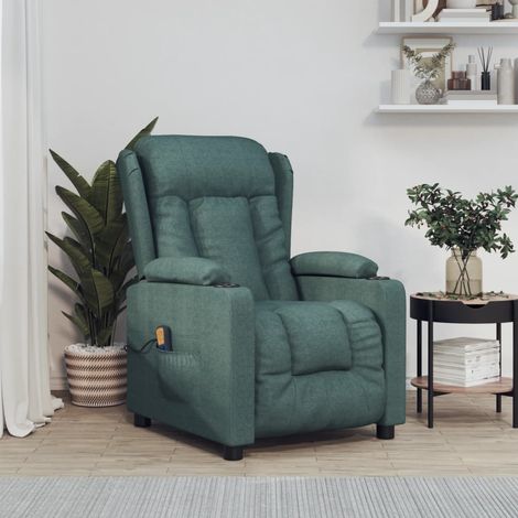 Fauteuil de massage, Fauteuil de relaxation confort détente, Chaise de Salle de Séjour Vert foncé Tissu ZSD22025 (1/5)