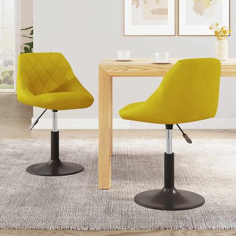 Lot de 2 chaises de salle à manger pivotantes en velours jaune moutarde réglables - PANGIVO (1/5)