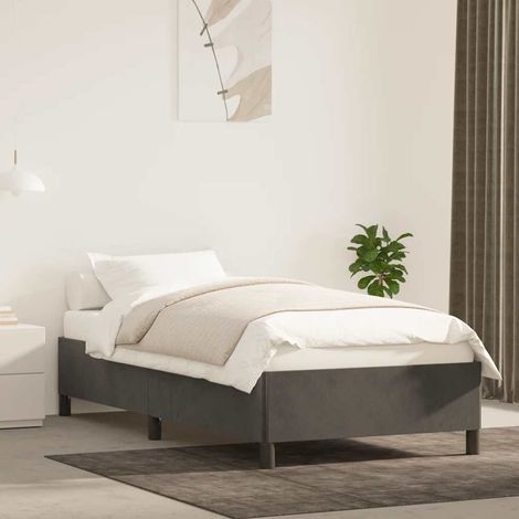 Cadre de lit 80 x 200 cm avec sommier à lattes, velours gris foncé, sans matelas - PANGIVO (1/5)