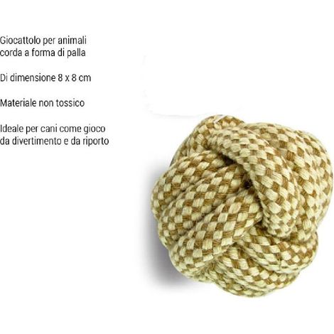 TrAdE Shop Traesio - Giocattolo Per Cani Palla A Forma Di Corda 8 X 8 Cm Gioco E Addestramento -