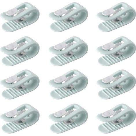 12 grüne Bettdeckenclips, Bettbezugclips, Bettdeckenclips, Bettdeckenbefestigungen, Spannbettlakenbefestigungen, nadelfreie, rutschfeste Bettwäsche-Accessoires (1/3)