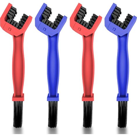 4 cepillos rojos y azules para cadena de motocicleta, cepillos para limpiar cadenas de bicicleta, cepillos para detalles de automóviles, kit de limpieza interior y exterior para bicicletas y motocicle (1/5)