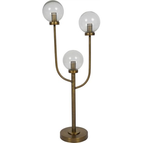 Wellesley Three Globe Table Lamp - Iron/Glass - L18 x W35 x H82 cm - Brass