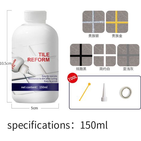 Joint de carrelage gris clair, 150 ml, avec outil, imperméable, anti-moisissure, pour salle de bain, cuisine et sols (1/5)