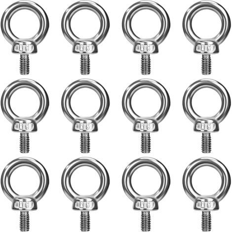 M6 Eye Bolts Lifting Ring Eye Bolt Thread Rings 304 Stainless Steel Screws for Securing Suspended Items Connecting 12 Pieces (1/5)