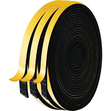 Joint Fenetre Isolation,Joint Porte Mousse Adhésif 3 Rouleaux 15mm x 3mm x 5m Multi-fonction Caoutchouc Calfeutrage Joint Antichoc D'Isolation Phonique pour meuble Protection de Climatiseur (1/5)