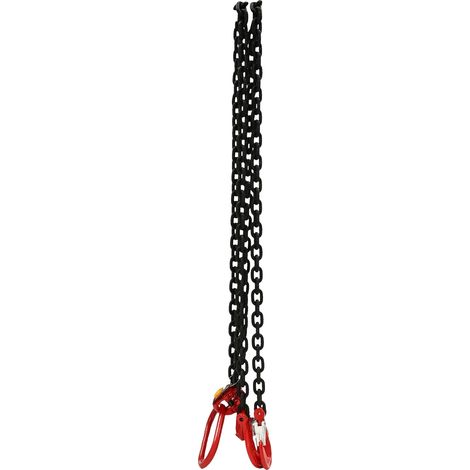 Chaîne de levage, acier allié, longueur 2m, capacité de charge 2T, deux chaînes, anneau de levage 6.41.312.7cm (1/5)