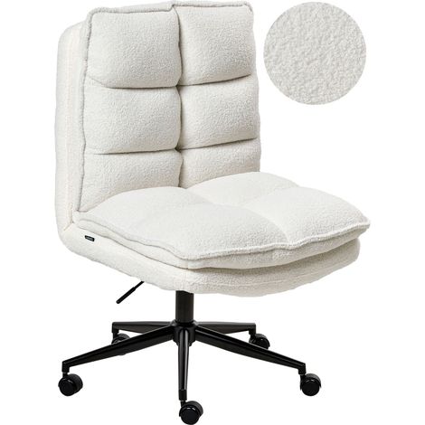 Sedia da scrivania per ufficio Regolazione del sedile reclinabile Imbottitura spessa Boucle Teddy Bianco Addison