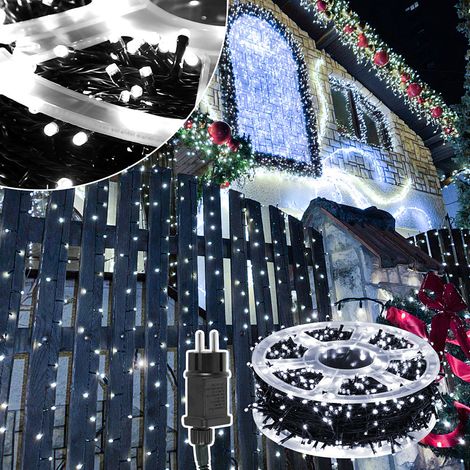 TolleTour Catena luminosa LED 200m 1000LED con 8 modalità catena esterna per interno Natale matrimonio festa giardino decorazione bianco freddo