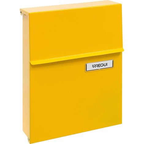 Boîte aux Lettres Individuelle en Acier Taille S Courrier Format A5 avec Serrure Protégée Anti-Pluie Petite Boîte aux Lettres Murale Facile à Installer Jaune (1/5)