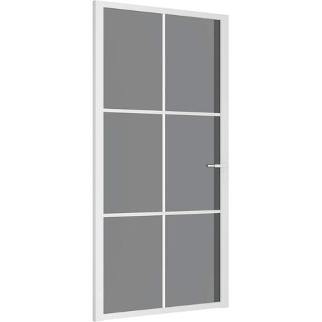 Porte intérieure 102,5x201,5 cm Blanc Verre ESG et aluminium vidaXL