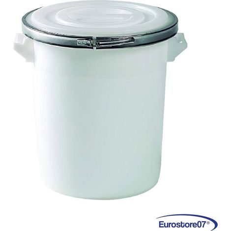 Bidone industriale per alimenti Lt.100 Ø cm.53 coperchio con chiusura metallica (1/4)